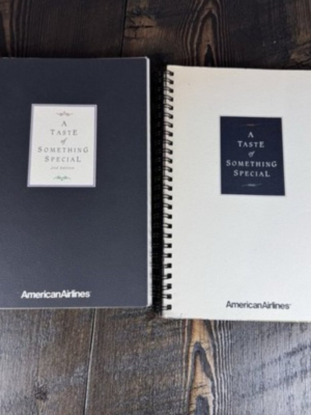 2 - American Airlines Spiral Bound Cook Book Recipe A Taste of Something Special